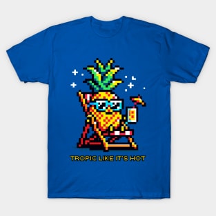 Pineapple Paradise: 8-Bit Tropical Vibes Design T-Shirt